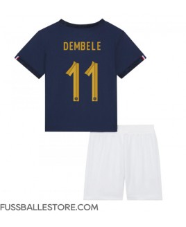 Günstige Frankreich Ousmane Dembele #11 Heimtrikotsatz Kinder WM 2022 Kurzarm (+ Kurze Hosen)